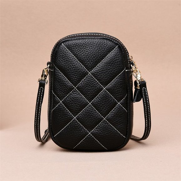 Genuine leather quilted crossbody purse - Picture 4 of 13